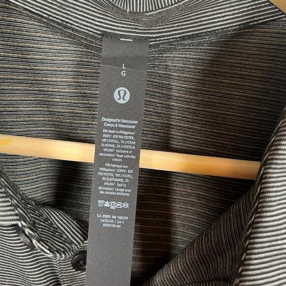 Lululemon Evolution Polo Shirt Mens Size Large Gray Outlaw Snax Logo Work - Picture 3 of 10